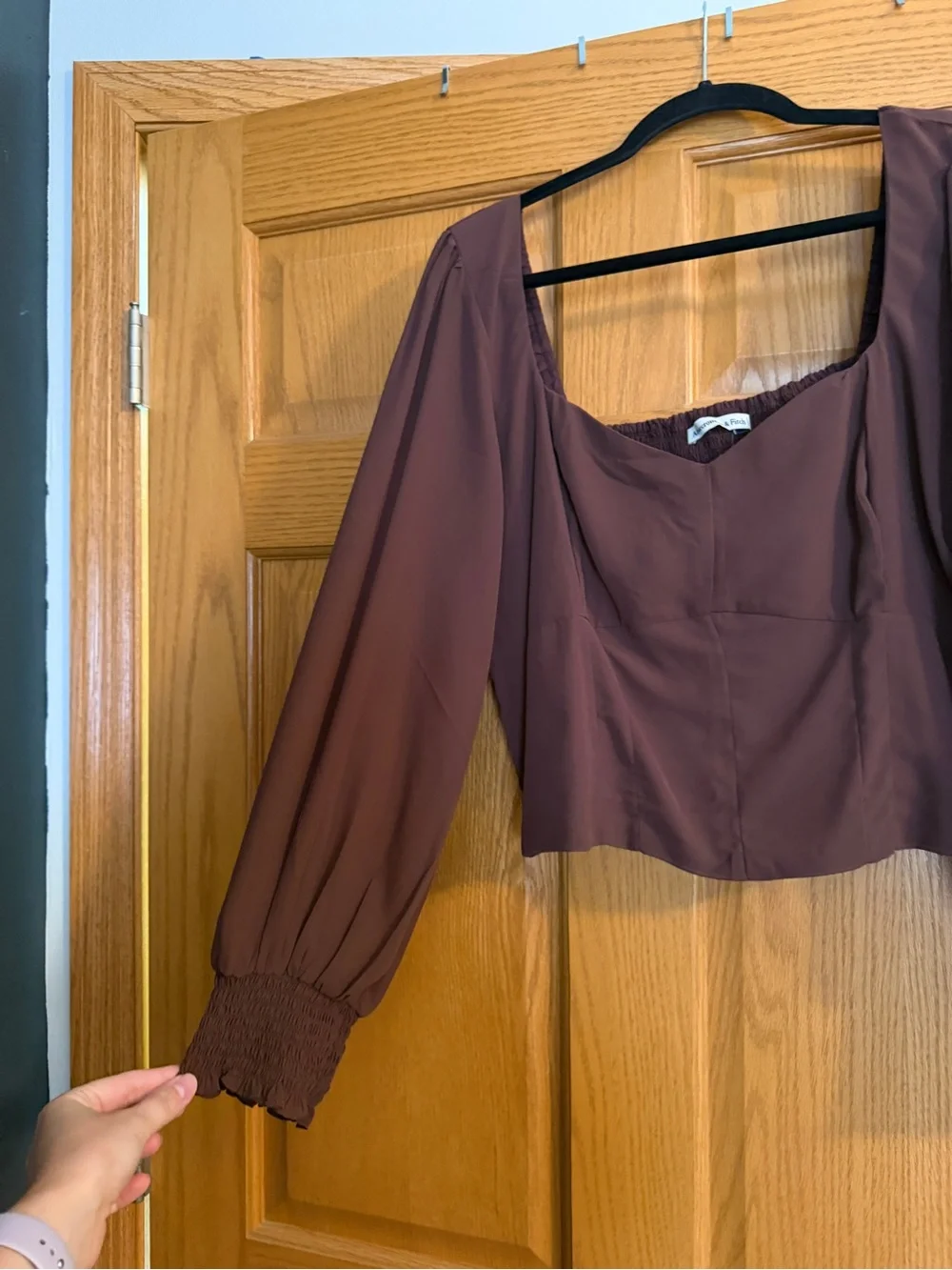 Abercrombie & Fitch Mauve Square-Neck Puff Sleeve Blouse